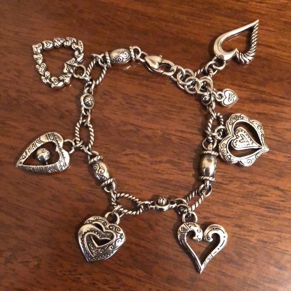 Brighton vintage hanging heart charm bracelet and matching earrings - Picture 3 of 12